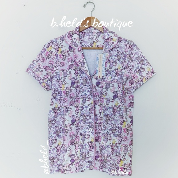 Roller Rabbit x LoveShackFancy Preppy Patchwork Polo Pajamas in Lilac Blush Sz S - Picture 3 of 14